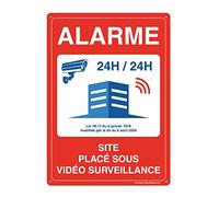 AUA SIGNALETIQUE 202065-AI-a-350x490 Panel Preperforado con Ángulos Redondeados Aluminio Dibond, Alarma 24H Sitio Bajo Videovigilancia, 200 mm Ø
