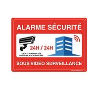 AUA SIGNALETIQUE 202108-AP-a-420x300 Panel Preperforado con Ángulos Redondeados Dibond de Aluminio, Alarma Seguridad Bajo Videovigilancia, 420 x 300 mm
