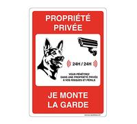 AUA SIGNALETIQUE 202156-AI-a-210x300 Cartel con Esquinas Redondeadas Aluminio Dibond, Propiedad Privada Bajo Video Dog I Mond The Guard, 210 x 300 mm