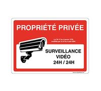 AUA SIGNALETIQUE 202163-AP-a-210x150 Cartel de Señalización con Esquinas Redondeadas Dibond de Aluminio, Private Property 24H Video Surveillance, 210 x 150 mm
