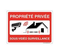 AUA SIGNALETIQUE 202166-AP-a-490x350 Cartel con Esquinas Redondeadas Aluminio Dibond, Propiedad Privada Bajo Videovigilancia Casa 24H, 490 x 350 mm