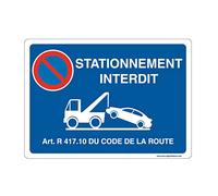 AUA SIGNALETIQUE 202174-AP-p-420x300 Señal de Tráfico con Esquinas Redondeadas PVC, Azul, Parking Forbidden Under Penalty of Impound, 200 mm Ø