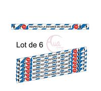 AUA SIGNALETIQUE - Lot de 6 Bandes de Marquage au Sol - Respectez la Distance de sécurité - Bleu - Autocollant laminé - 670x50 mm
