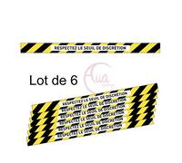 AUA SIGNALETIQUE - Lot de 6 Bandes de Marquage au Sol - Respectez Le seuil de discrétion - Jaune - Autocollant laminé - 670x50 mm