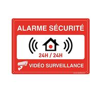 AUA SIGNALETIQUE Panel Preperforado con Ángulos Redondeados PVC, Alarma De Seguridad 24H Bajo Videovigilancia, 210 x 150 mm