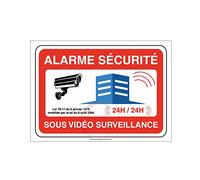 Aua Signaletique - Panneau Alarme Sécurité sous Vidéo Surveillance 24H/24-420X300 Mm, Pvc 1. 5 Mm
