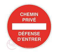 Aua Signaletique - Panneau Chemin Privé Défense d'Entrer - Ø 130 Mm, Aluminium Dibond 3 mm