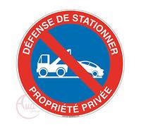 Aua Signaletique - Panneau Défense de Stationner Propriété Privée avec Fourrière - Ø 200 Mm, Pvc 1. 5 mm