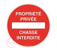AUA SIGNALETIQUE - Panneau Propriété Privée Chasse Interdite - Ø 450 mm, Vinyl Adhésif