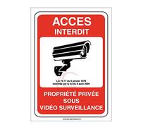 AUA SIGNALETIQUE - Panneau Propriété Privée sous Surveillance Vidéo Accès Interdit - 210x300 mm, Aluminium Dibond 3mm