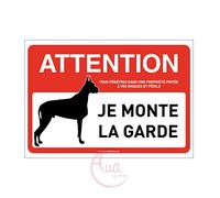 AUA SIGNALETIQUE - Panneau Signalisation Attention Chien : Je Monte la Garde - 210x150 mm, PVC 1.5mm