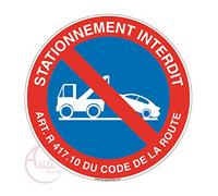 AUA SIGNALETIQUE - Panneau Stationnement Interdit avec l'Article pour Fourrière - Ø 130 mm, PVC 1.5mm