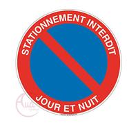AUA SIGNALETIQUE - Panneau Stationnement Interdit Jour et Nuit 2 - Ø 200 mm, Vinyl Adhésif