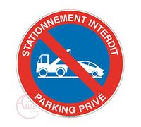 AUA SIGNALETIQUE - Panneau Stationnement Interdit Parking Privé 2 - Ø 130 mm, Aluminium Dibond 3mm