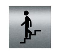 AUA SIGNALETIQUE - Plaque Alu Brossé Escalier Descendant - 130x130 mm