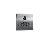 AUA SIGNALETIQUE - Plaque Alu Brossé Espace Personnel - 130x130 mm