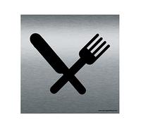 AUA SIGNALETIQUE - Plaque Alu Brossé Restaurant - 130x130 mm