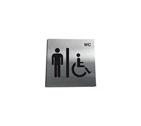 AUA SIGNALETIQUE - Plaque Alu Brossé WC PMR Hommes - 200x200 mm