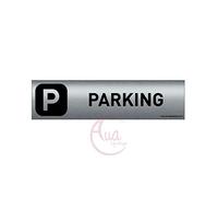 AUA SIGNALETIQUE - Plaque Aluminium brossé imprimé AluSign DARK - 200x50 mm - Double Face adhésif au dos (Parking)