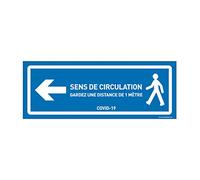 AUA SIGNALETIQUE - Signalisation au Sol Circulation à Gauche - Autocollant laminé - Bleu 420x160 mm