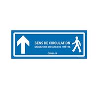 AUA SIGNALETIQUE - Signalisation au Sol Circulation Tout Droit - Autocollant laminé - Bleu 420x160 mm