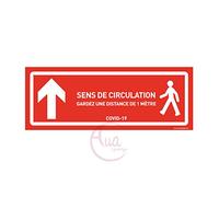 AUA SIGNALETIQUE - Signalisation au Sol Circulation Tout Droit - Autocollant laminé - Rouge 420x160 mm