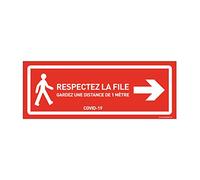 AUA SIGNALETIQUE - Signalisation au Sol respectez la File à Droite - Autocollant laminé - Rouge 420x160 mm