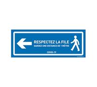 AUA SIGNALETIQUE - Signalisation au Sol respectez la File Gauche - Autocollant laminé - Bleu 420x160 mm