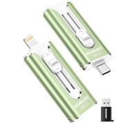 AUAMOZ Mini unidad flash de interfaz dual de 512 GB, USB-C y USB-L, memoria portátil compatible con iPhone 17/16/15/14/13/12/11, iPad, Android y PC, fácil de guardar fotos, videos y archivos (verde