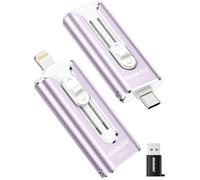 AUAMOZ Mini unidad flash de interfaz dual de 512 GB, USB-C y USB-L, memoria portátil compatible con iPhone 17/16/15/14/13/12/11, iPad Android PC, fácil de guardar fotos, videos y archivos (morado