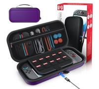 Auarte [Carga Interior] Bolsa de Transporte para Nintendo Switch 2 (2025)/ Todos los Switch 1 Consola, Funda Dura portátil de EVA para Nintendo Switch Accesorios Skins y 10 Cartas de Juego, Morado