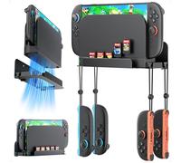 Auarte Wall Mount for Nintendo Switch 2, Metal Wall Bracket Compatible with 4 Joy-Con Hooks and 5 Game Card Holders, Hollow Design Fast Heat Dissipation, Safely Store Near or Behind TV