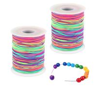 Auauraintt 2 Rollos 1mm×100m Cuerda Elástica Colorido, Hilo Pulseras Arcoiris, Hilo Elastico para Collar, Color Cuerda Nylon para DIY Pulseras Joyería Collar Manualidades