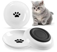 Auauraintt 3 Piezas Cuencos de Cerámica para Gatos, con Base de Goma Antideslizante, uencos Plano de Ceramica para Gatos para Aliviar la Fatiga de los Bigotes,para Gatos y Animales pequeños