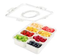 Auauraintt Bandeja para Aperitivos, Cuenco para Aperitivos con 8 Compartimentos, Plato de Aperitivos con Tapa, Caja de Frutas para Niños, Caja de Almacenamiento para Especias, Dulces, Galletas, Nueces
