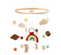 Auauraintt Campana de Cama de Fieltro Soporte Móvil de Madera para Bebé, Campanas de Viento Móviles de Madera para Bebé, Campana para Cama de Recién Nacido para Cuna