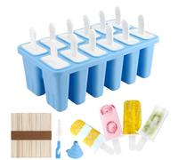 Auauraintt Moldes para Helados de Silicona, 12 Cavidades Moldes de Paletas Reutilizables, Moldes para Helado sin BPA para Niños, Moldes para Helados de Silicona con Palo y Tapa, Azul Claro