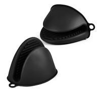 AUAUY 1 Par Silicona Mini Manopla Horno, Guantes Resistentes Al Calor, Lindos Para Cocina, Manoplas Pequeñas Airfryer (Negro)