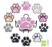 AUAUY 10 Posavasos Pintura Diamantes con Soporte, Huellas Patas Gato | Posavasos Mandala para Bricolaje, Kits Pintura de Diamantes, Suministros de Manualidades para Principiantes, Adultos y Niños