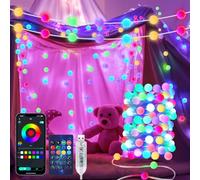 AUAUY 10M 66LED Guirnaldas Luces Exterior y Interior, Inteligentes Globo RGB Luces de Navidad con Chip Incorporado Que Cambian de Color, con AplicacióN de SincronizacióN MúSica Remota para Halloween