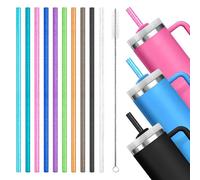 AUAUY 10PCS Pajitas Reutilizables para Stanley 40Oz y 30Oz Vaso, Colores Pajitas de Vidrio con Cepillo de Limpiapipas para Bares Familiares, CafeteríAs, Restaurantes, Barbacoas, Fiestas, Celebraciones