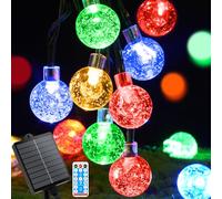 AUAUY 11m/36ft Luces Solares Exterior, 60 LED 8 Modos Guirnalda Luces Interior y Exterior, Impermeables Luces Exterior Solar, Bombillas Solares Parpadeantes para JardíN, Patio, Cenador (Color)