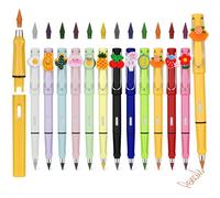 AUAUY 12 lápices Kawaii Infinity con borrador y puntas de repuesto, lápiz reutilizable sin tinta para escribir y dibujar, suministros escolares para estudiantes