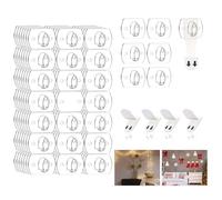 AUAUY 140PCS Ganchos Adhesivos para Pared, Mini Ganchos Adhesivos Transparentes, Cuelga Facil Adhesivo para Clips de Luz Interior, Ganchos Pared de Luz NavideñA con Tiras Adhesivas para Decoraciones