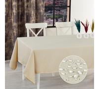 AUAUY 140x200cm Beige Rectangular Mantel Mesa, Faldillas Mesa Camilla Lavable de Lino SintéTico, Resistente al Agua, al Aceite y a Las Arrugas Falda Mesa Camilla para Cocina, Comedor, Fiestas