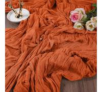 AUAUY 2 Pack Boho Gaze Etamine para camino de mesa, 90 x 300 cm, paquete de caminos de mesa de gasa, camino de mesa, cocina, decoración interior, vacaciones, boda, fiesta, cumpleaños, decoración