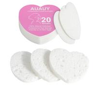 AUAUY 20Pzs Esponjas faciales comprimidas, Desmaquillantes, Corazón, Blanco
