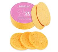AUAUY 20Pzs Esponjas faciales comprimidas, Desmaquillantes, Redonda, Beige