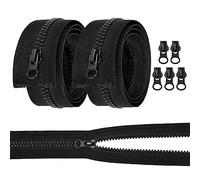 AUAUY 2PCS 70cm Cremalleras de Resina con 5 Tirador Cremallera, Cremalleras Abiertas N.º 5 Resistentes para Coser Varios TamañOs, Diy ConfeccióN, Bolsos, SastreríA, Suministros Manualidades (Negro)
