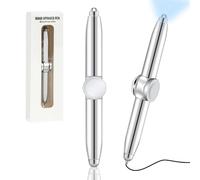AUAUY 2PCS BolíGrafo Giratorio de Metal con Luz LED, Plateado Multifuncional Ayuda A Pensar y Aliviar El EstréS Fidget Pen, BolíGrafo Giratorio AntiestréS, Ansiedad para Adultos, Estudiantes, NiñOs